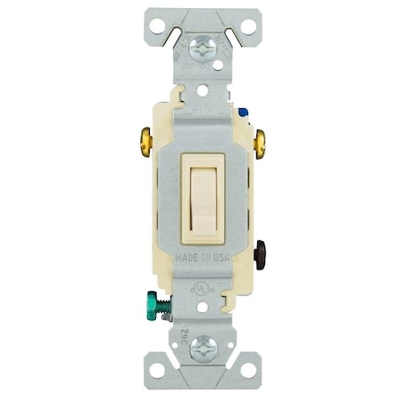 Eaton Wiring Devices Toggle Switch, 15 A, 120 V, Polycarbonate Housing Material, Light Almond 1303-7LA