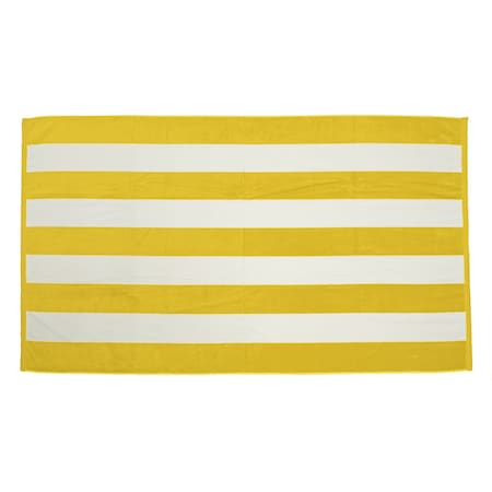 Towelsoft Premium Cabana Stripe Velour Beach Towel 35 inch x 60 inch-Yellow HOME-BV9006-YLLW
