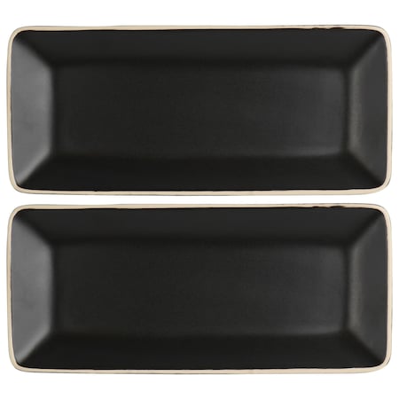 Gibson Elite Soho Lounge 2 Piece 11.75 Inch Rectangular Platter Set in Matte Black 99803.02R