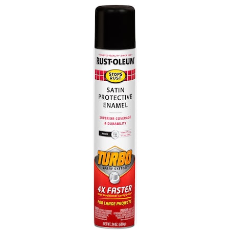 Rust-Oleum Protective Enamel Spray Paint, Black, Satin, 24 oz 393378