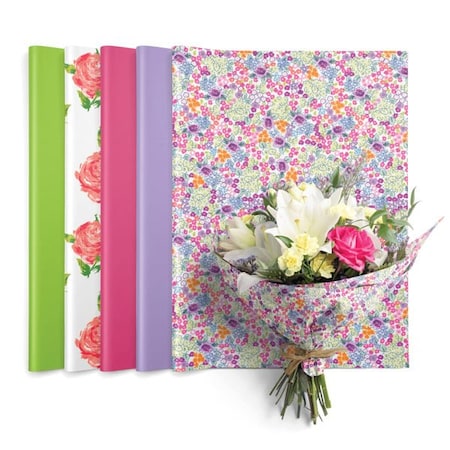 Nashville Wraps Spring Blossoms Waxed Floral Tissue Assortment, 18x24, 200 Sheet Pack, 200PK WAXSBL