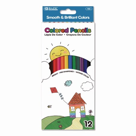 Color-Brite Colored Pencil Set, 3 mm, Assorted Lead and Barrel Colors, 12PK BAZ765