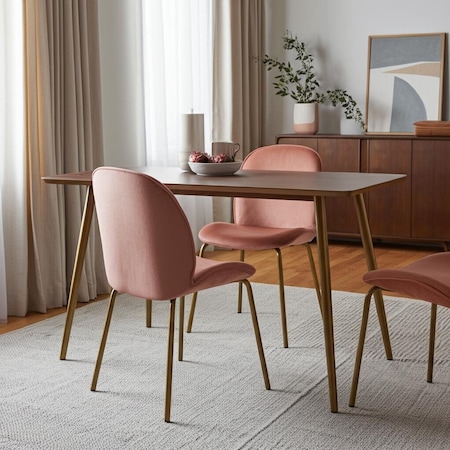 Homeroots Set of Two Blush And Gold Upholstered Velvet Dining Side Chairs 535374