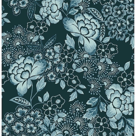 A-Street Prints Irina Navy Floral Blooms Wallpaper 4081-26300