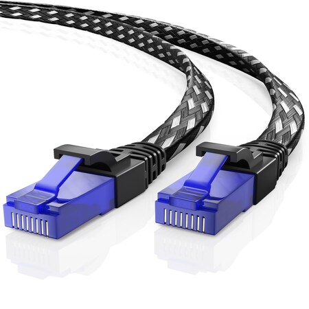 Maximm Cat6 Flat Braided Ethernet Cable 25ft, Black C6F-25FT-BKBRD
