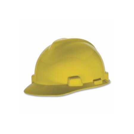 Msa Safety V-Gard Slotted Hard Hat Cap, Swing Suspension, Yellow 454-10004692