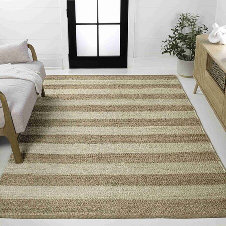 Jonathan Y Jayden Rustic Farmhouse Woven Jute Stripe Natural/Bleach 5 ft. x 8 ft. Area Rug NRF202C-5
