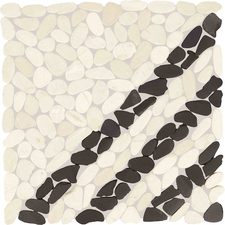 Daltile Pebble Oasis Natural Stone Striped Pebble Mosaic 11in x 11in in Tumbled Icicle, 11PK PB34STRPPBLMSTM