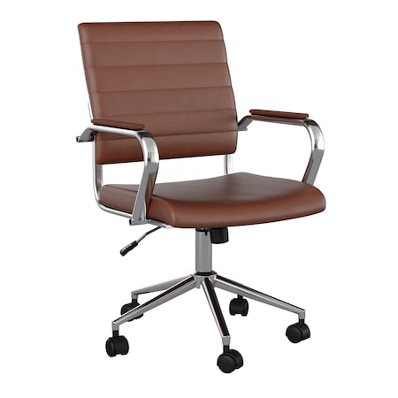 Martha Stewart Piper Upholstered Office Chair in Saddle Brown/Polished Nickel CH-220921-2-BR-MS