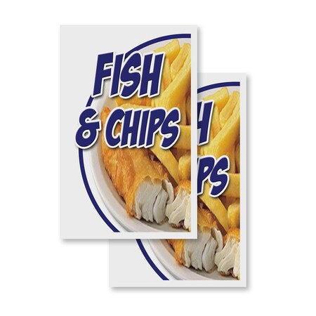 Signmission Fish & Chips, Vinyl Decals Only 24 Inch x 36 Inch, Vinyl Decal, 2PK DSB-2436-2PACK-Fish & Chips
