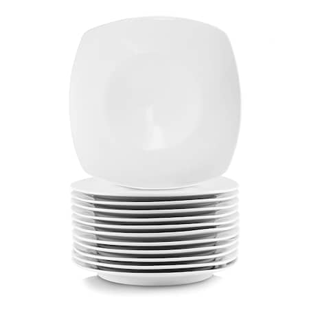 Elama 12 Piece Square Porcelain Large Dinner Plates in White EL-2024-DPS