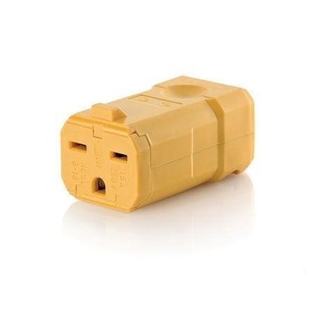 Leviton Straight Blade Connector, 6-15R, 15 A, 250V AC, 2 Pole, 3 Wire, Screw Terminals, Yellow 15659-VY
