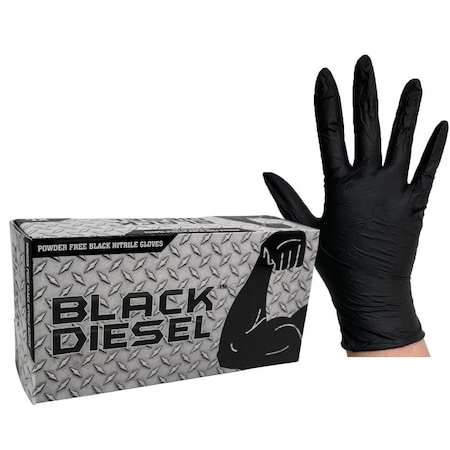 The Black Diesel Disposable Gloves, Black Diesel, Heavy Duty Nitrile, 4 mil, Black, 2XL, 100 PK 70000-XXL