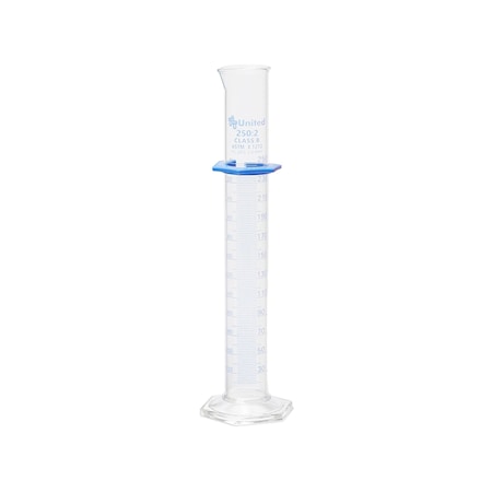 United Scientific Graduated Cylinders, Double Scale, Borosilicate Glass, 250 mL, Class B UNCYLNGB-250