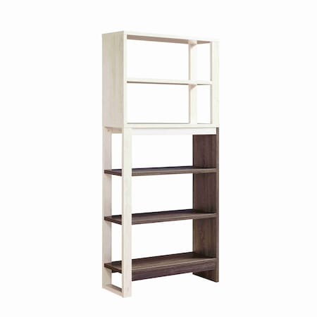 Homeroots 69" Cream Wood Five Tier Etagere Bookcase 630387