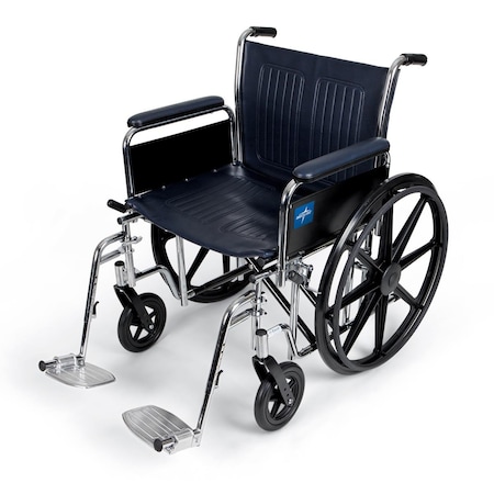 Medline Excel Extra-Wide Wheelchair, 20in Seat, Removable Full-Length Arms, Swing-Away Footrests MDS806700FLA