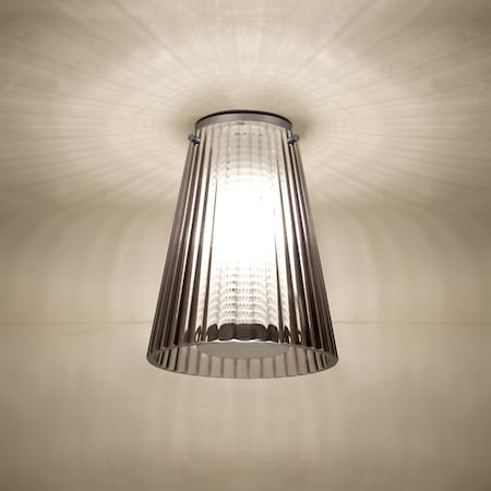 Besa Lighting Dion Ceiling, Smoke Shade, Satin Nickel Finish, 1x60W E26 base DIONSMC-SN