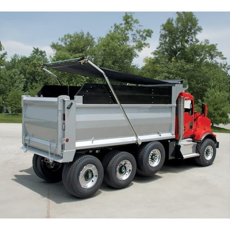 Mytee Products Complete Electric Aluminum 4-Spring Dump Truck Tarp System with 7 ftx16 ft Mesh Tarp T4SM-PVCM7-16-KIT