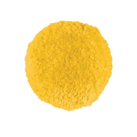 Buff And Shine Buffing Pad, 3 in Dia, Hook and Loop Attachment, Twisted Wool Blend Pad, Yellow, 2PK 301GY
