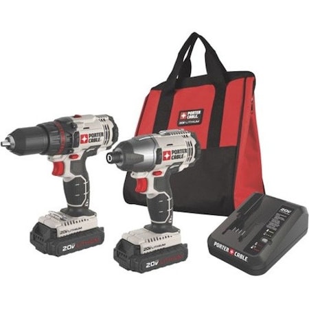 Porter-Cable 20V MAX* 1/2 in. Cordless Drill/Driver and 1/4 in. Impact Driver Combo Kit PCCK604L2