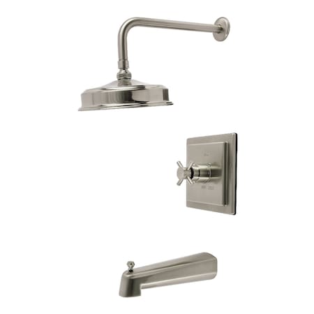 Kingston Brass Single-Handle Pressure Balanced Tub and Shower Faucet, Brushed Nickel KB5898DX