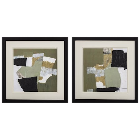 Set Of Two Olive Black Gold Wall Art, 2PK