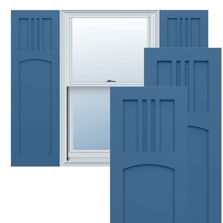 Ekena Millwork True Fit PVC San Miguel Mission Style Fixed Mount Shutters, Sojourn Blue, 12W x 44H, PR TFP001SM12X044HB
