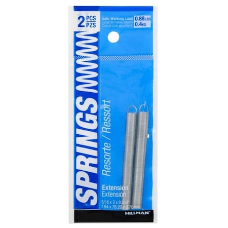Hillman 3 in. L X 5/16 in. D Extension Spring, 2PK 543003