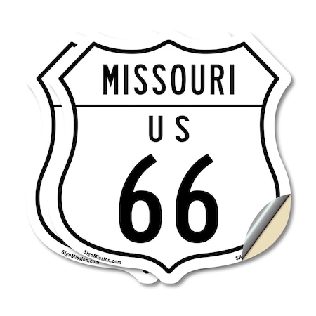Signmission Missouri Route Marker Shield Sign Us 66, 18 inch X 18 inch, Vinyl Decal, 2PK SHI-D-2PACK-18-386