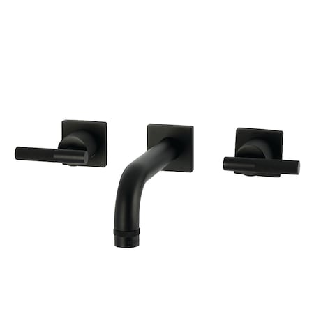 Kingston Brass Double-Handle Wall Mount Bathroom Faucet with Knurled Handle, Matte Black KS6120KNL