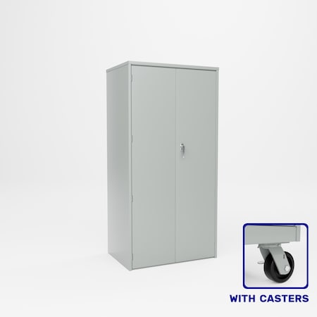 Pucel Heavy Duty Storage Cabinet with Casters, 36 in W x 78 in H x 24 in D, Gray HDSC-3672-24-4C