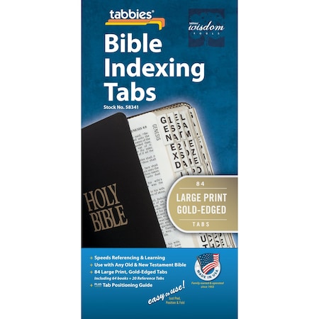 Tabbies BIBLE INDEXING TABS- LARGE PRINT OT & NT, 84 GOLD-EDGED TABS, 1"L-1/4" EXT, 10 PKS/BX, 10PK 58341