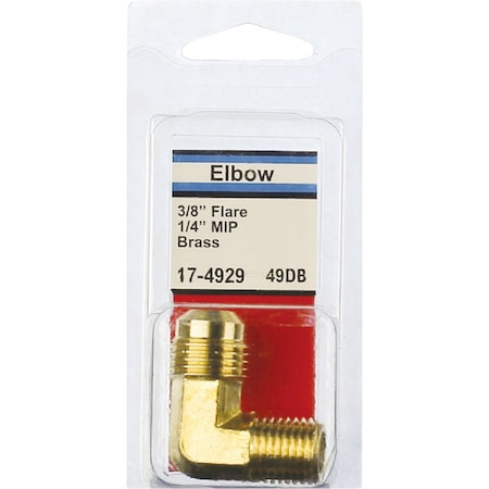 Westlake Pipe & Fittings 3/8'' MFLx1/4'' MPT 90 Deg. Flare Brass Elbow, 1/4 Bend 17-4929