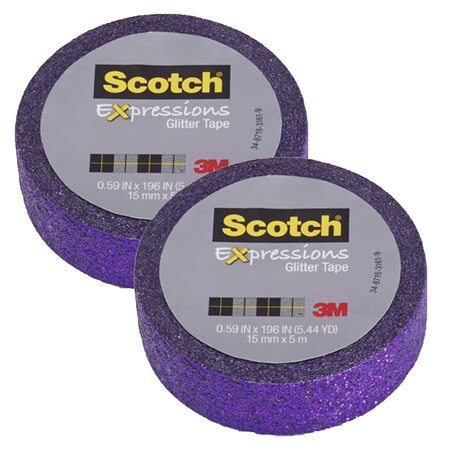 Scotch Expressions Glitter Tape, .59" x 196", Bright Violet, 2PK C514-PUR