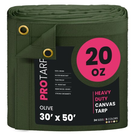 Protarp 30 ft. x 50 ft., 20 Oz, Olive, Polyester PT-403-30X50