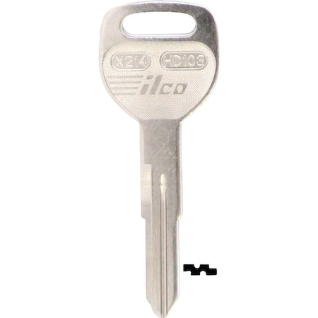 Kaba Ilco Honda Nickel Plated Automotive Key, HD103 / X214, 10PK AF01355013