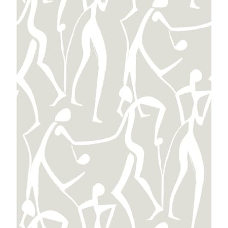 York Wallcoverings Joyful Dancers Lichen Grey Wallpaper ZM2835