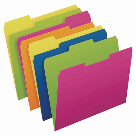 Pendaflex Glow Twisted 3-Tab File Folder, 1/3-Cut Tabs: Assorted, Letter Size, Assorted Colors, 12PK 40526