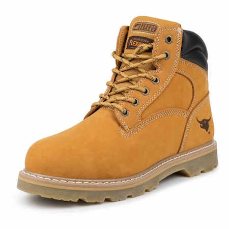 Handpoint Mens Wheat Nubuck Leather Soft Toe Work Boots-Slip Resistant Casual Safety Shoes, 7 00094EE-7
