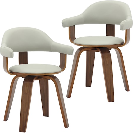 Leisuremod Brivo Swivel Dining Chair with 360-Degree Leather Armchair & Poplar Wood Legs, 2PK BC22GR2