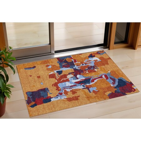 Homeroots 3' X 5' Copper Gray And Burgundy Abstract Washable Indoor Outdoor Area Rug 599550
