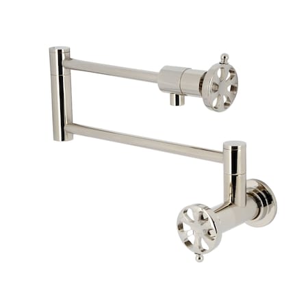Kingston Brass Wall Mount Pot Filler Faucet, Polished Nickel KS4106RX