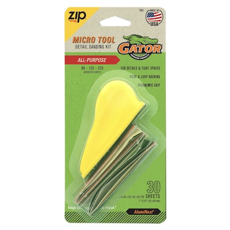 Gator Finishing AlumniNext Zip Micro Tool Detail Sanding Kit, Assorted Grit, 31PK 7800