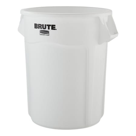Rubbermaid Commercial BRUTE Trash Can, Round, 55 gal Capacity, 26 1/2 in W, 33 in H, White FG265500WHT
