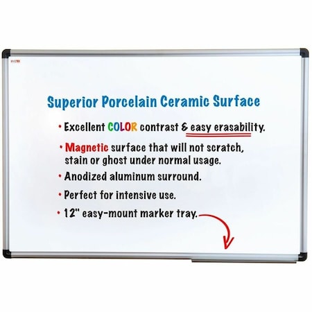 Floortex Floortex FCVPM2418A Viztex Porcelain Magnetic Dry Erase Board with Aluminium Frame; 24 x 18 in. FCVPM2418A