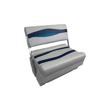 Horizon Mfg Elite Series Pontoon Flip Flop Seat Cushion Set with Base Gray/Navy/Blue 3213-3020-ABDK