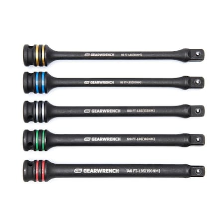 GEARWRENCH 1/2 in Drive Torque Limiting Impact Extension Bar Set 5pc - 89650