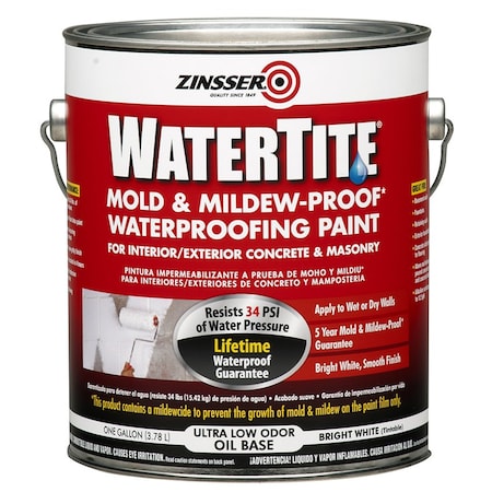 Watertite Gal Zinsser White Mold & Mildew-Proof Waterproofing Paint, Oil-Based 5001
