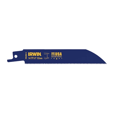 Irwin 6 in L x 14 TPI Reciprocating Saw Blade, 5 PK 372614