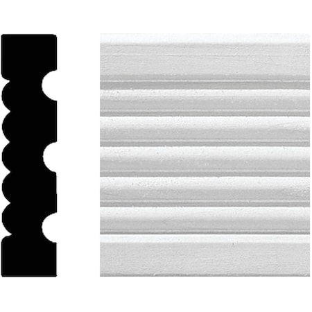 House Of Fara 3/4'' W.x3-1/4'' H.x8 ' L. Wht MDF Fluted Casing Molding 8648